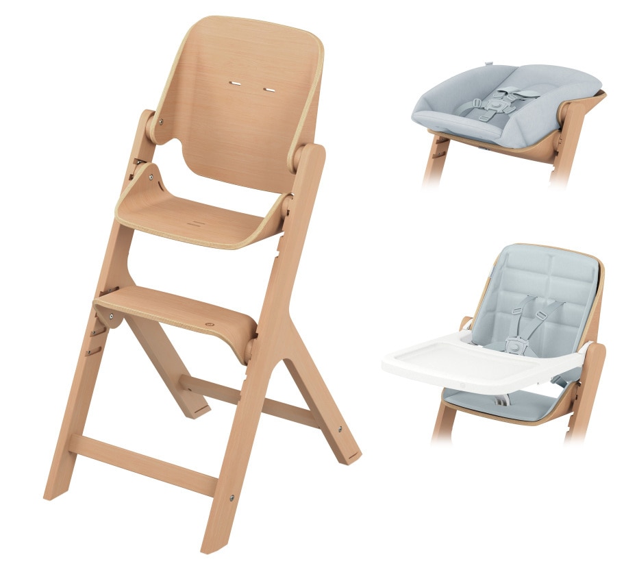 Paquete de trona Nesta de Maxi-Cosi: trona reclinable de madera desde el  nacimiento hasta los 99 años, incluidos los kits para recién nacidos, bebés  y niños pequeños.