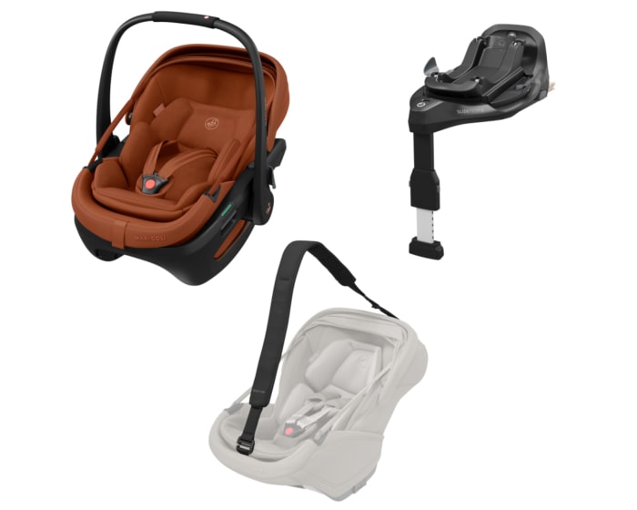 MCBS844180658541002_2025_MaxiCosi_CarSeat_Bundle_CoralSlideProSlideProBaseCarryStrap_Terra_3qrt